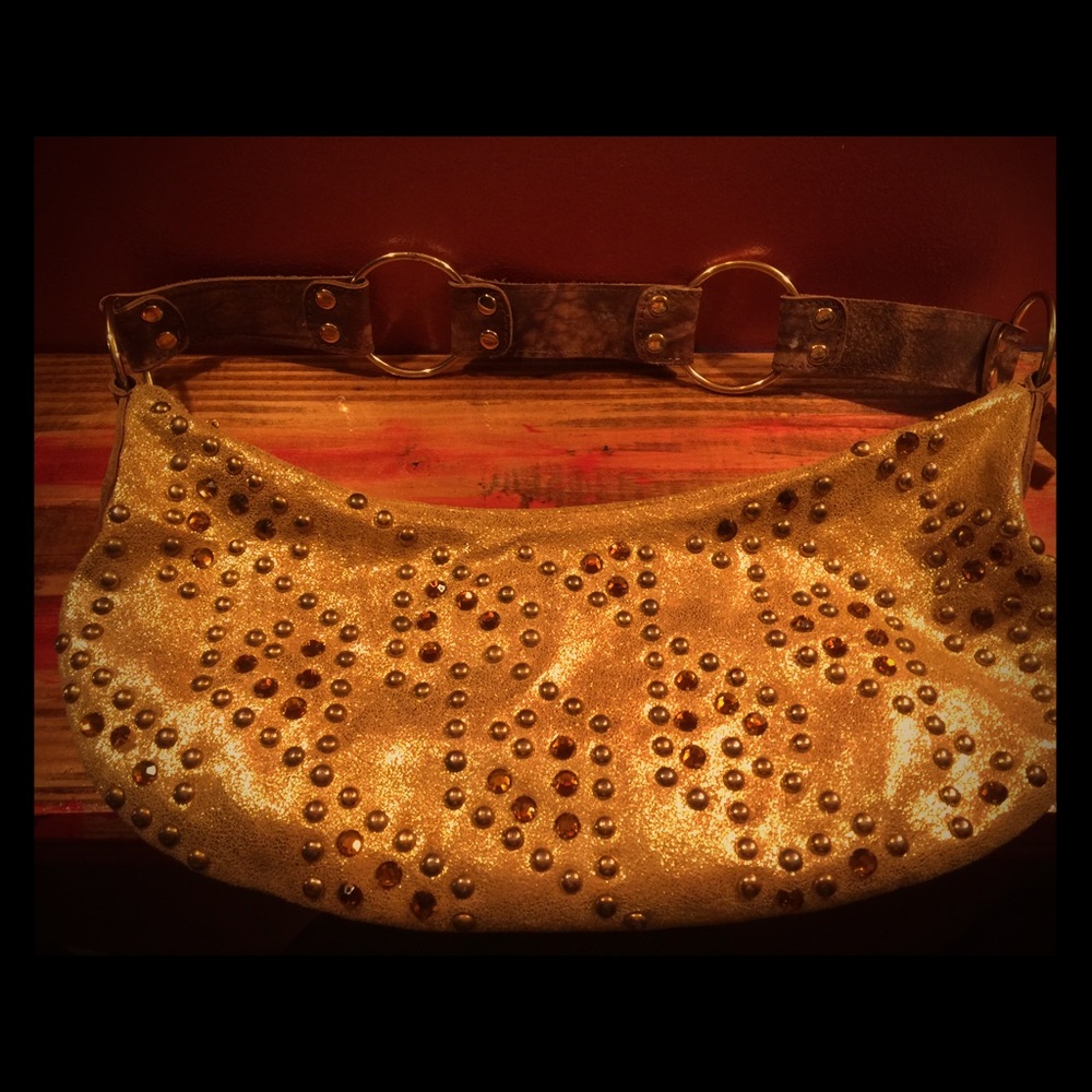 Betsey Johnson Gold & Rhinestone Studded Bag